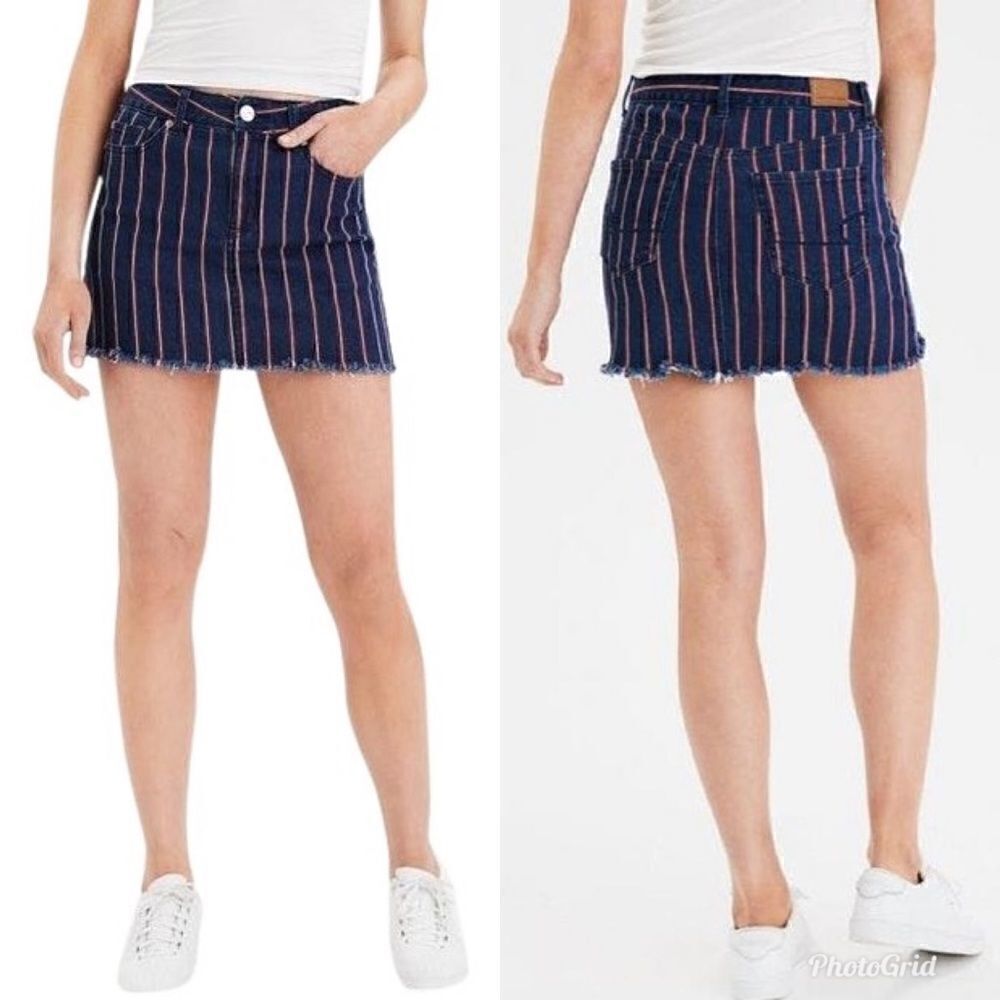 2/$30 American Eagle Hi Rise Striped Mini Skirt